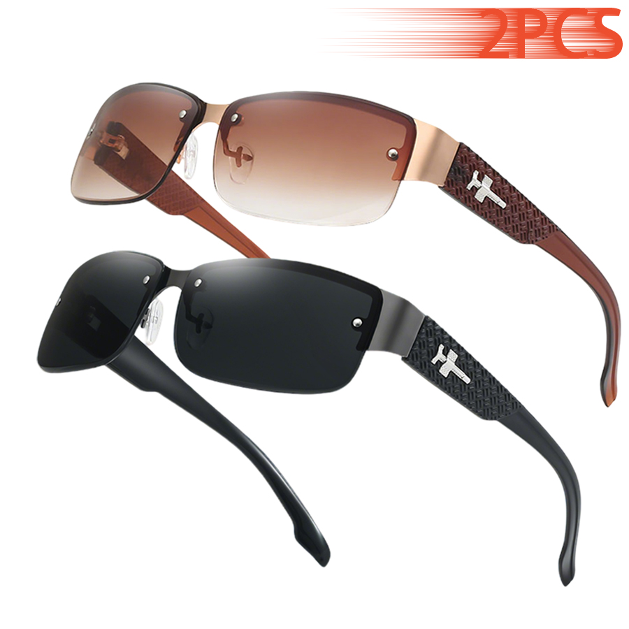 2 Paires de Lunettes de Soleil Rétro Premium à Dégradé, Style Designer Classique, Idéales pour les Activités de Plein Air, la Conduite, la Pêche et les Voyages