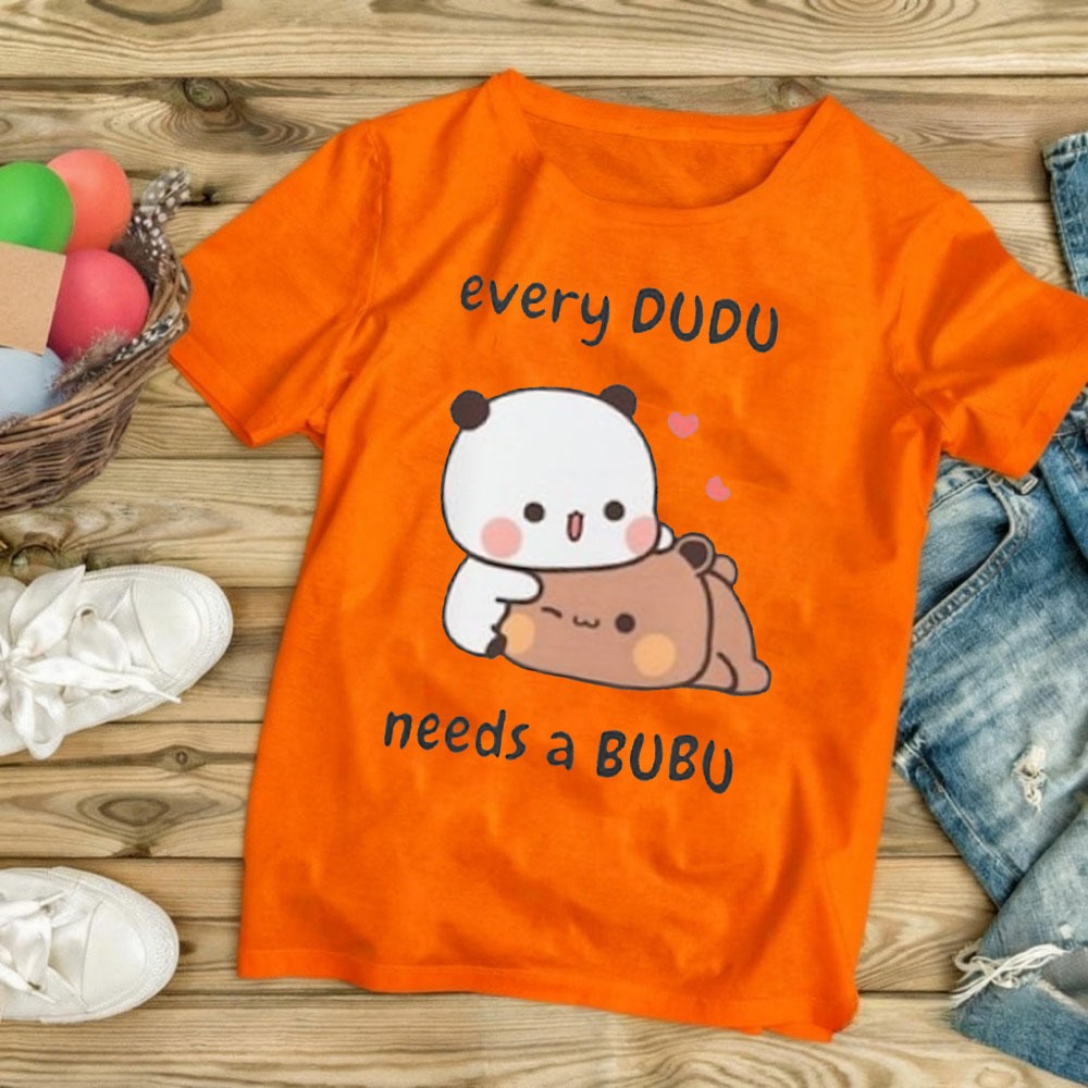 T-shirt à manches courtes pour tous les Dudu, avec motif ours panda mignon, vêtements Kawaii Bubu Dudu classiques, cadeaux d'anniversaire unisexes