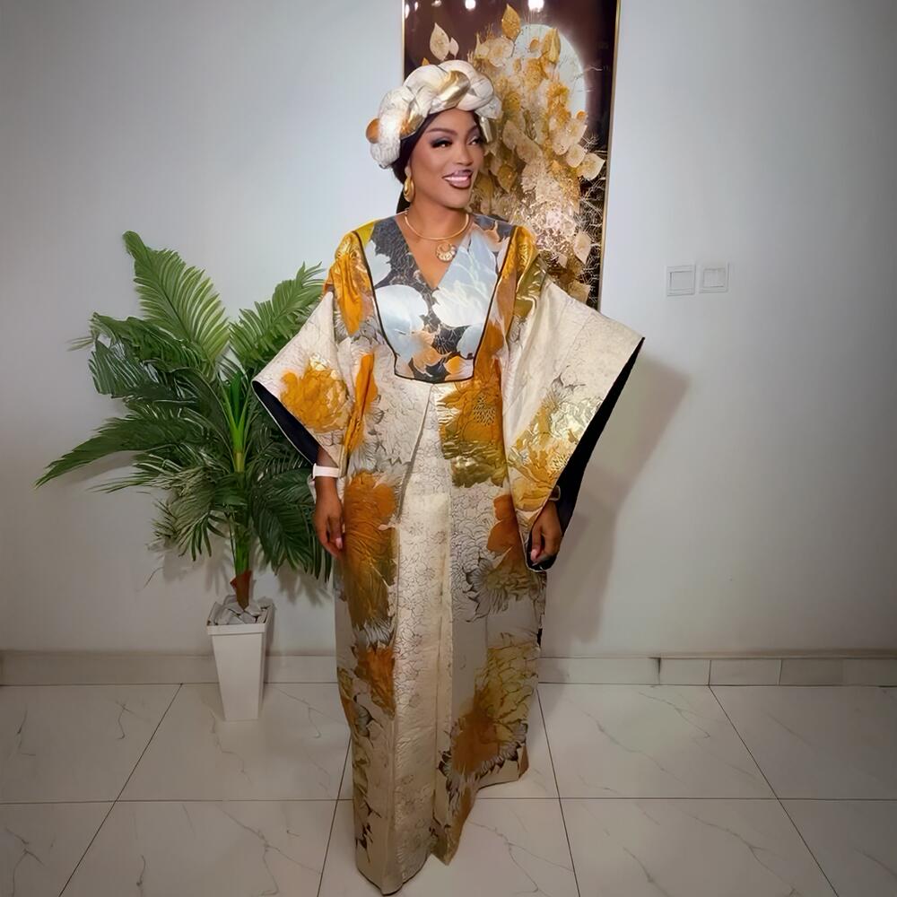 Robes Africaines Élégantes Femme 2025 – Robes de Luxe Turques pour Femme Africaine – Robes Africaines de Luxe pour Femme avec Foulard