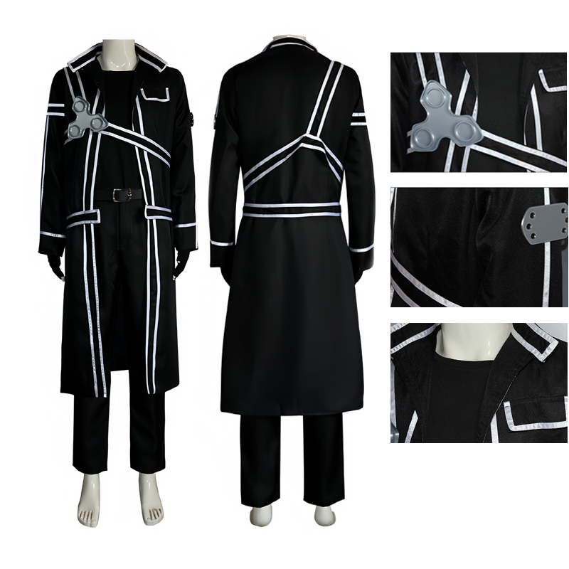 Anime épée Cos Kirito Kazuto Kirigaya Cosplay Costume Art en ligne veste chemise pantalon Hallowen tenue de fête pour hommes