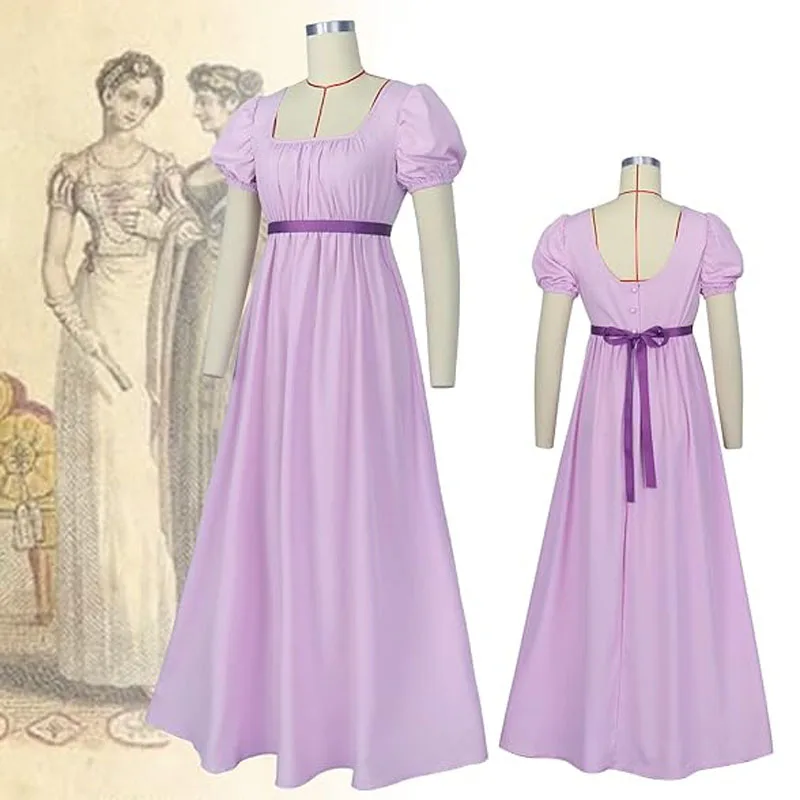 Robes pour femmes avec ceinture en Satin, manches bouffantes à volants, taille Empire, robe de soirée thé pour femmes, 2024