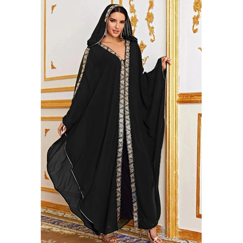 Abaya marocain caftan personnalisé dubaï robe Maxi à capuche manches chauve-souris Farasha caftan femmes musulmanes africain ouvert Kimono Boubou Evenin