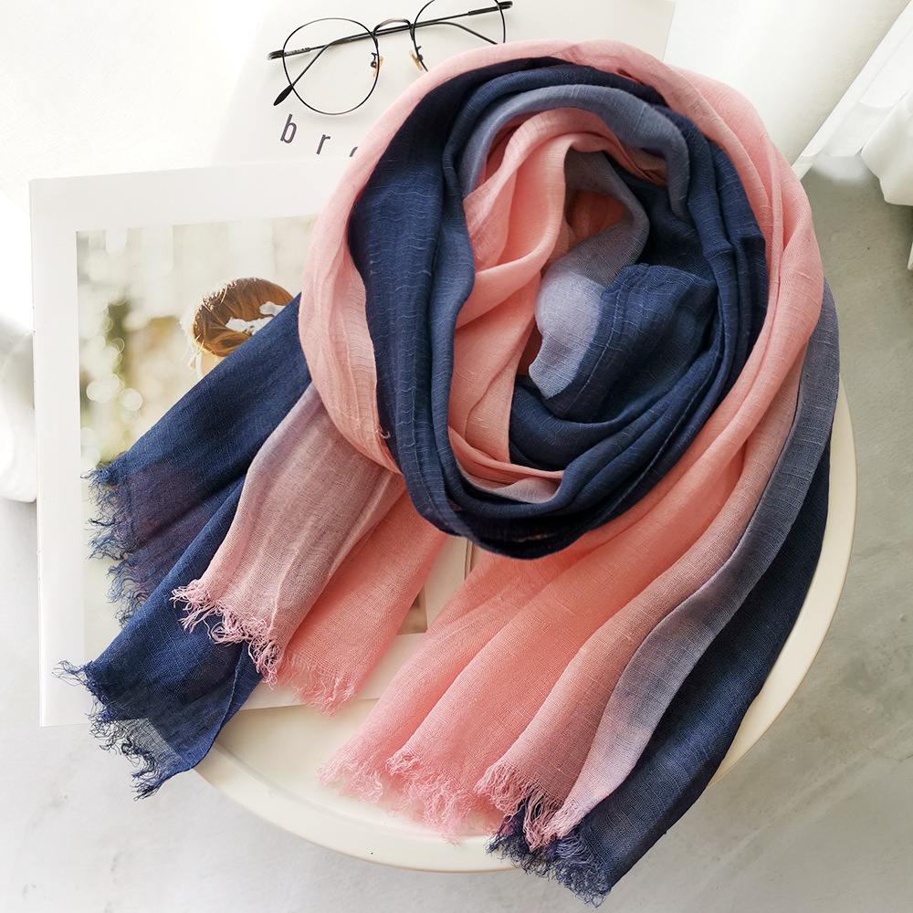 Foulard Long en coton pour femme, élégant, châle, Bandana, Hijab, couleur dégradée, 90x190cm, hiver