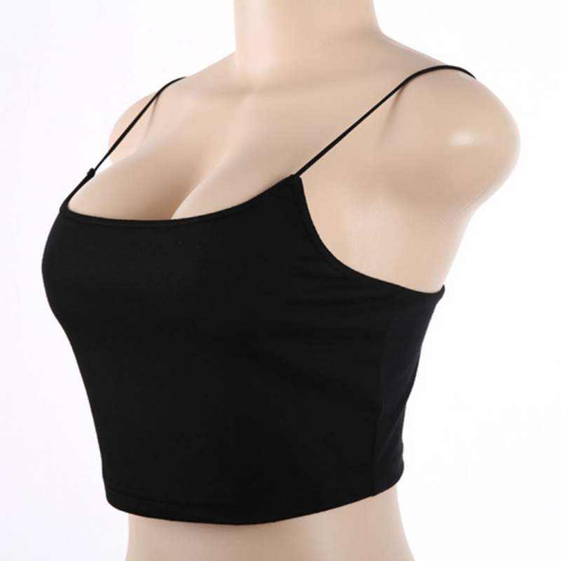 Débardeur d'été pour femmes, gilet Sexy, sans manches, bretelles en coton, Camis, Fitness, Bustier, haut court, t-shirts sans couture, hauts noirs et blancs