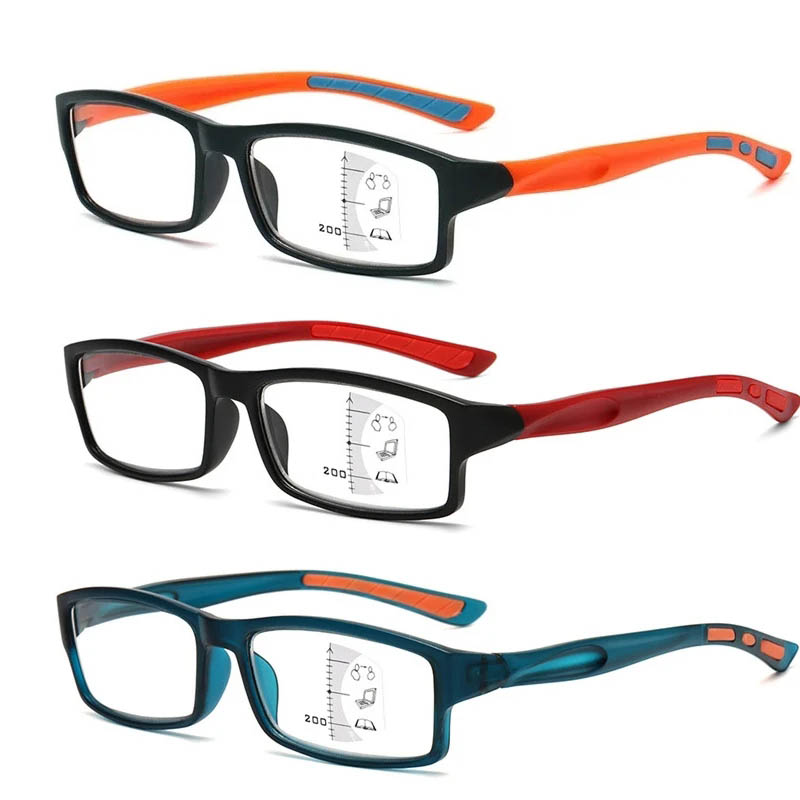 Lunettes de lecture multifocales Vintage pour hommes et femmes, nouvelle tendance, rectangulaires, progressives, couleur à la mode, vue lointaine, sport presbytie