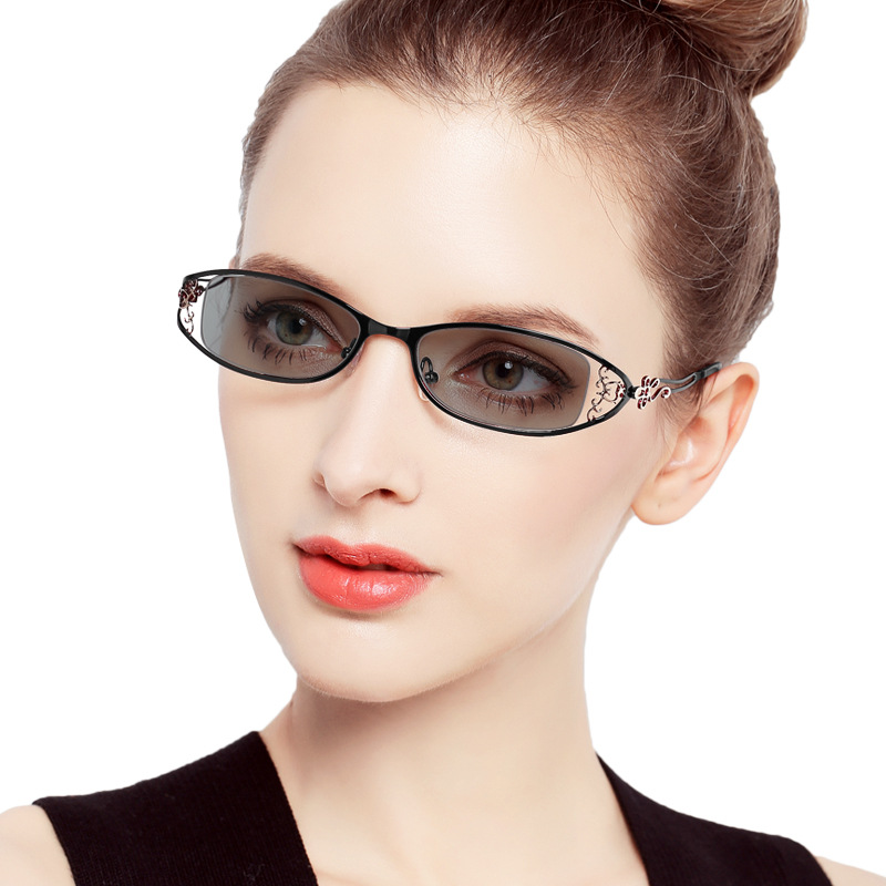 Lunettes de vue en acier inoxydable pour femmes, verres de Prescription élégants, pour lecture, myopie, fleur