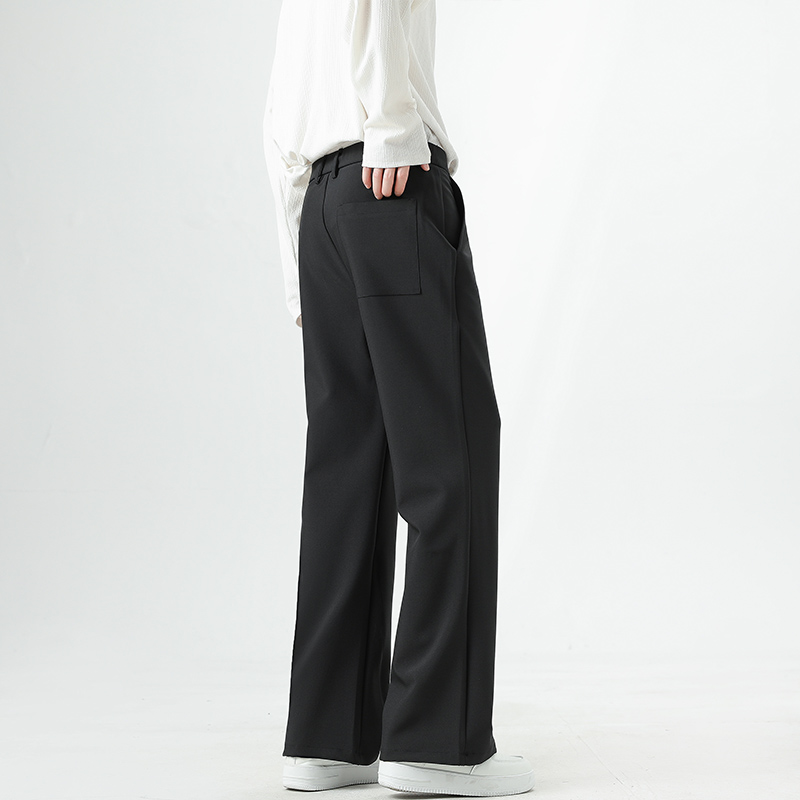 Pantalon de Costume Évasé Coréen pour Homme, Taille Élastique, Coupe Droite Ample, Couleur Unie, Idéal Bureau et Décontracté