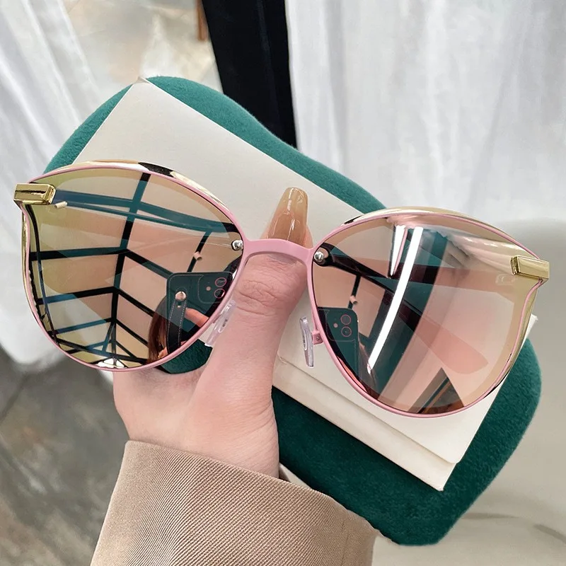 Lunettes de soleil classiques en métal à verres réfléchissants pour femmes et hommes, lunettes de soleil rondes de marque, lunettes de luxe sexy, UV400 Gafas De Sol
