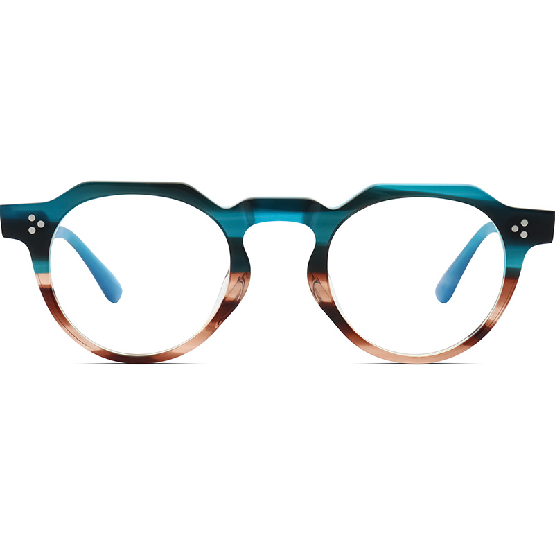 Monture de lunettes optiques de marque de styliste, monture ronde rétro élégante en acétate, Design à rivets, plusieurs couleurs disponibles, lentille transparente