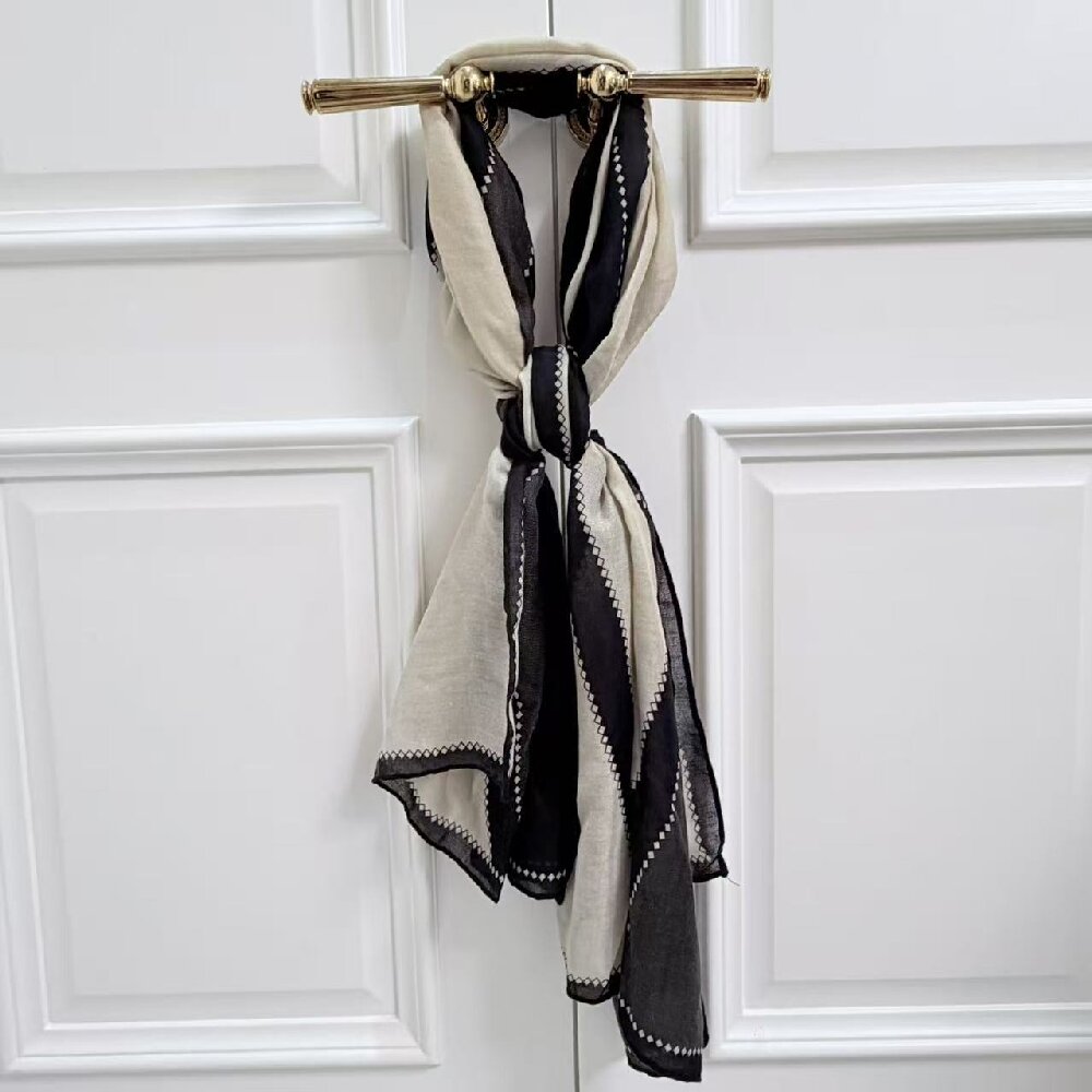 Écharpe à imprimé géométrique de grande taille 180×75, légère, coupe-vent, châle, protection solaire, couverture de plage, écharpes pour les voyages et les tenues quotidiennes.