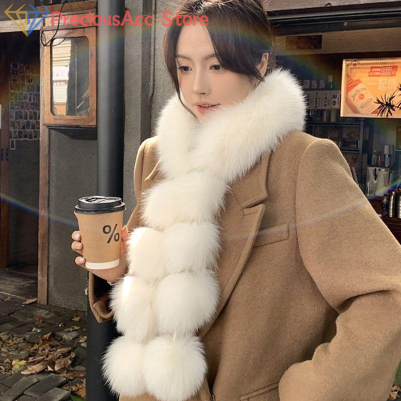 1PC longue fausse fourrure de renard foulards femmes hiver chaud doux flou écharpe décontracté dame en plein air cou plus chaud col