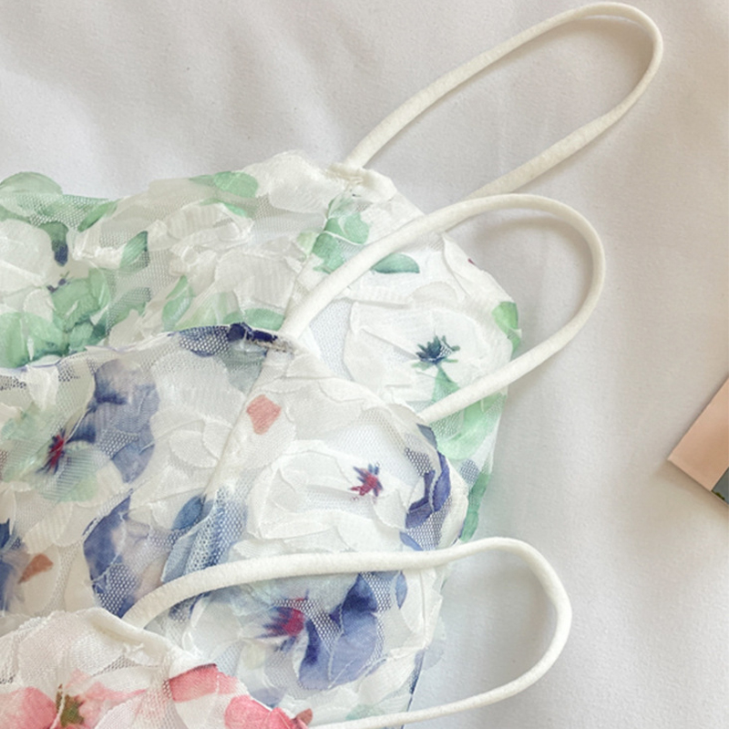 Débardeur floral sexy une pièce pour femme, nouveau style, avec coussinets de poitrine, sans manches, dos élégant, pour porter à l'extérieur comme à l'intérieur.