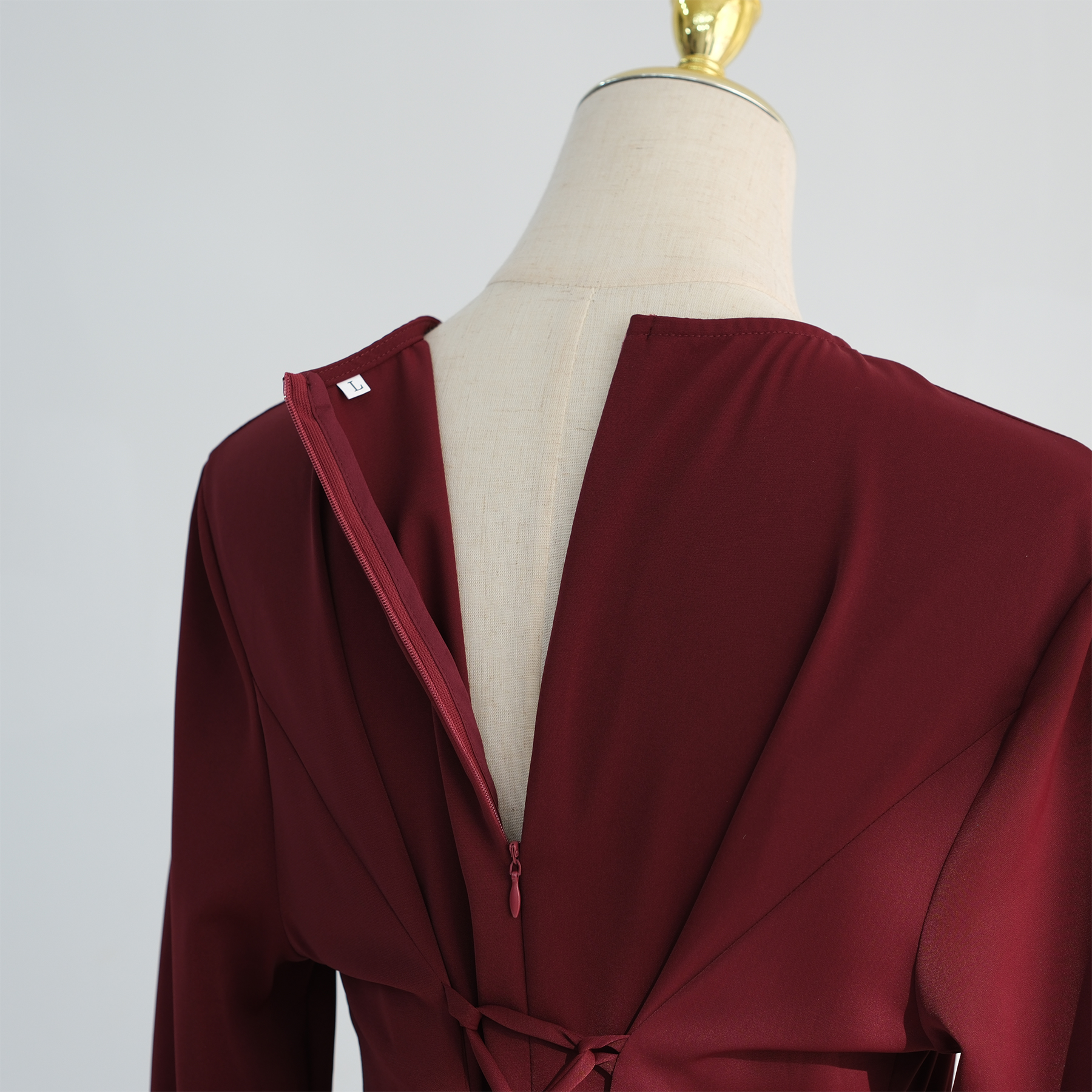 Robe Abaya Musulmane Modeste d'Été à Lacets au Dos et Fronces Latérales, Coupe Ajustée, Manches Longues Évasées, Robe Hijabi Élégante, Vêtement Islamique