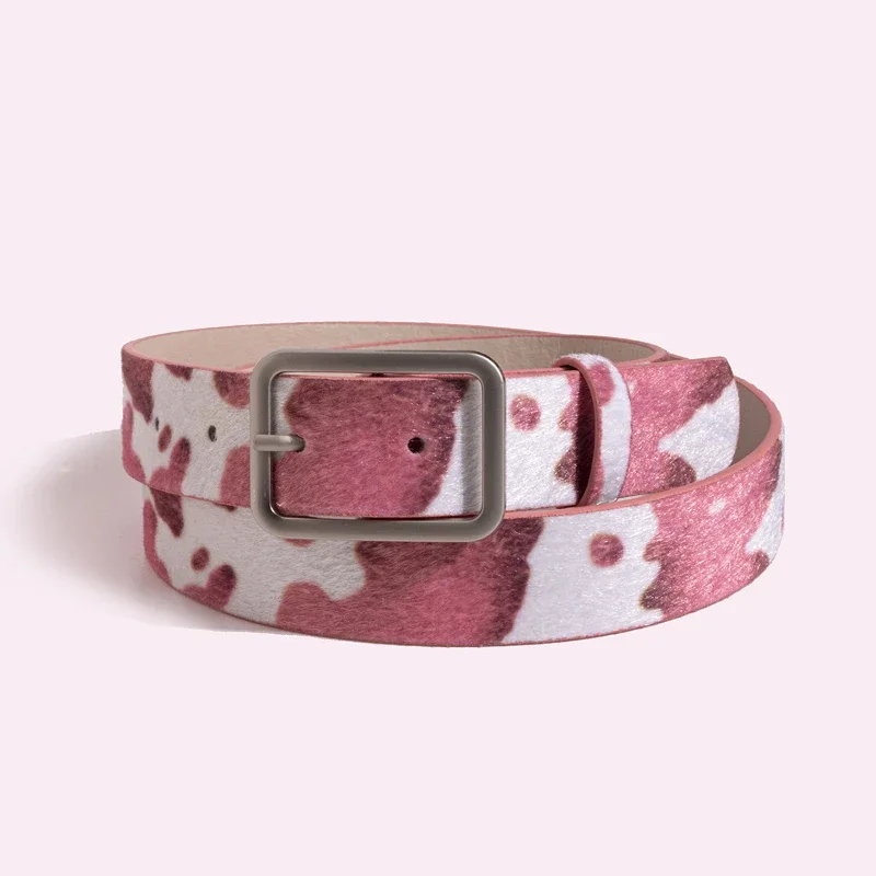 Nouvelle ceinture carrée pour femme de 2,9 cm x 100 cm de large, imprimé rayé vache laitière, accessoire de décoration pour robe et vêtements