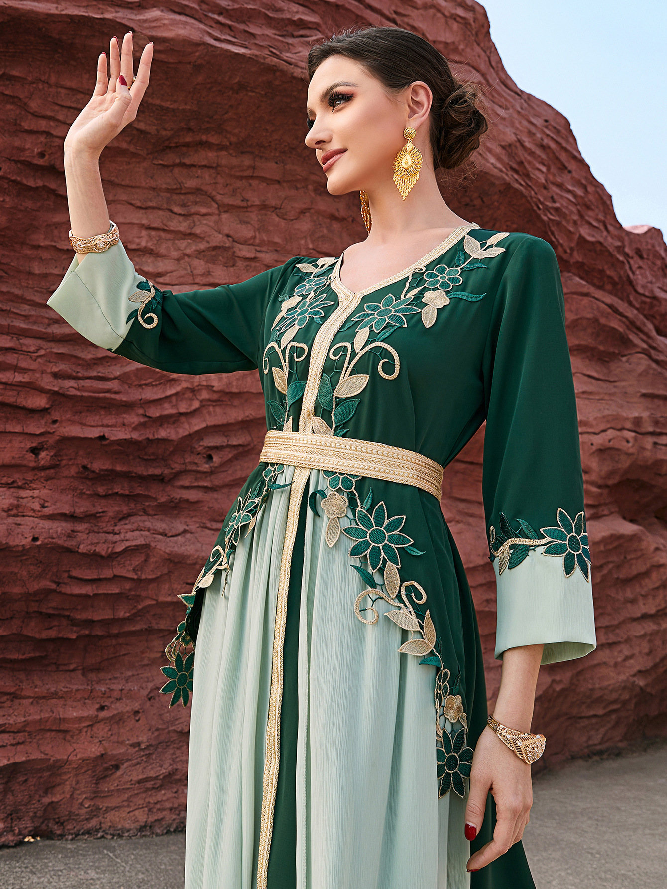 Abayas de luxe pour femmes, diamants Eid, kaftan de Dubaï, robe de soirée musulmane maxi, kaftan turc, caftan marocain, femme musulmane