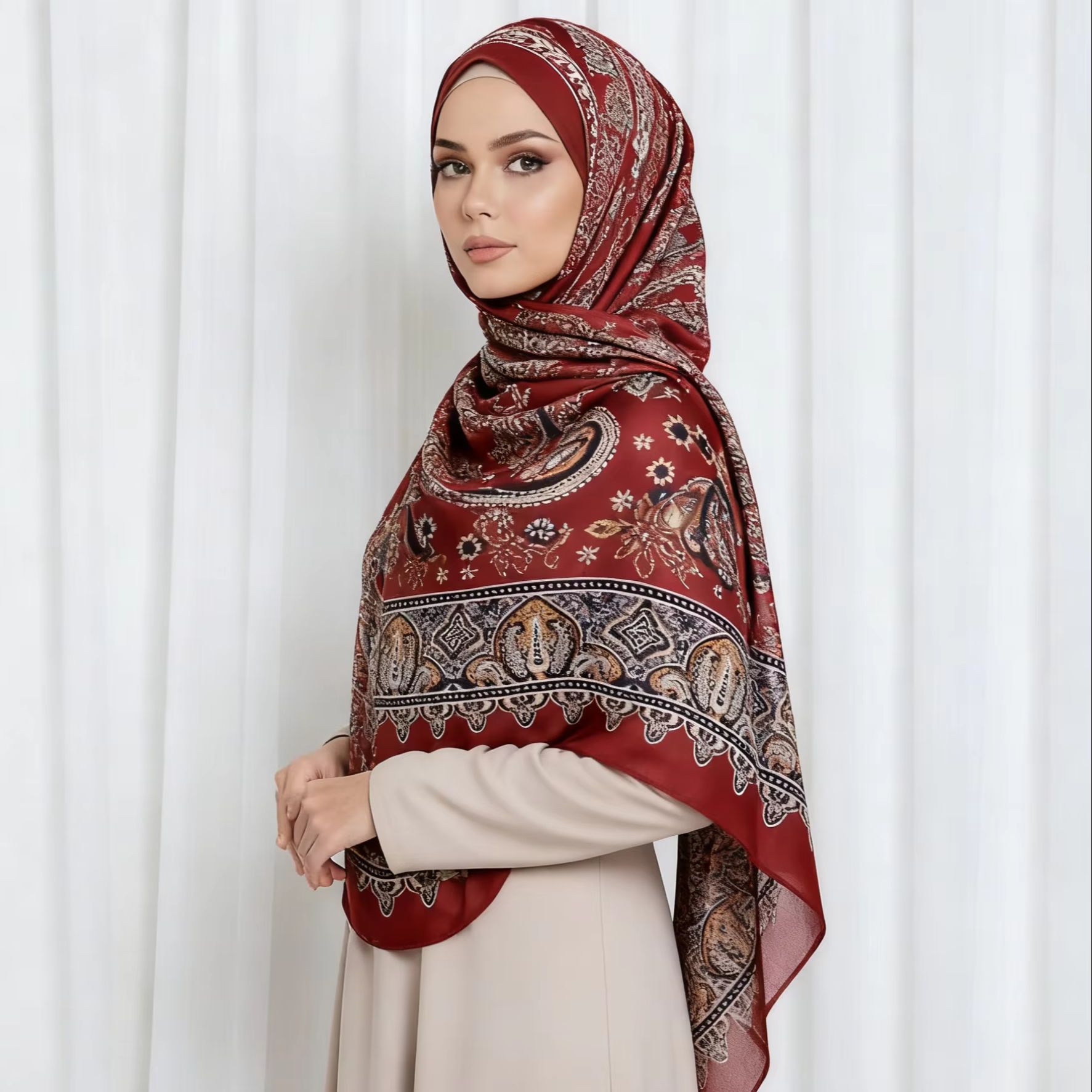 Rétro cajou imprimé coton rayonne écharpe Hijab pour femme mode musulmane longs châles Islam Turban Foulard enveloppes Foulard cadeaux