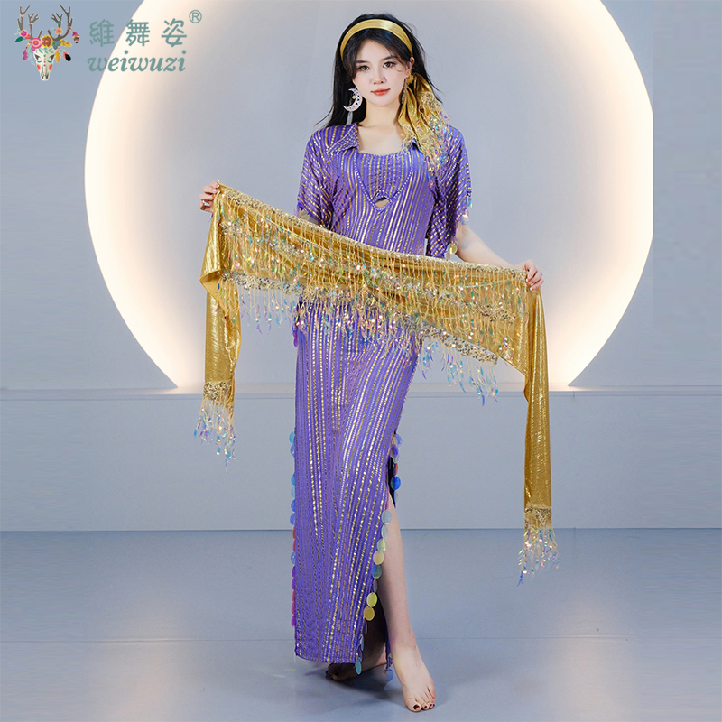 Robes de danse orientale pour femmes, robes à gros sequins, robe Shaabi Baladi Saidi, robe égyptienne, vêtements de compétition, costume de danse de groupe orientale
