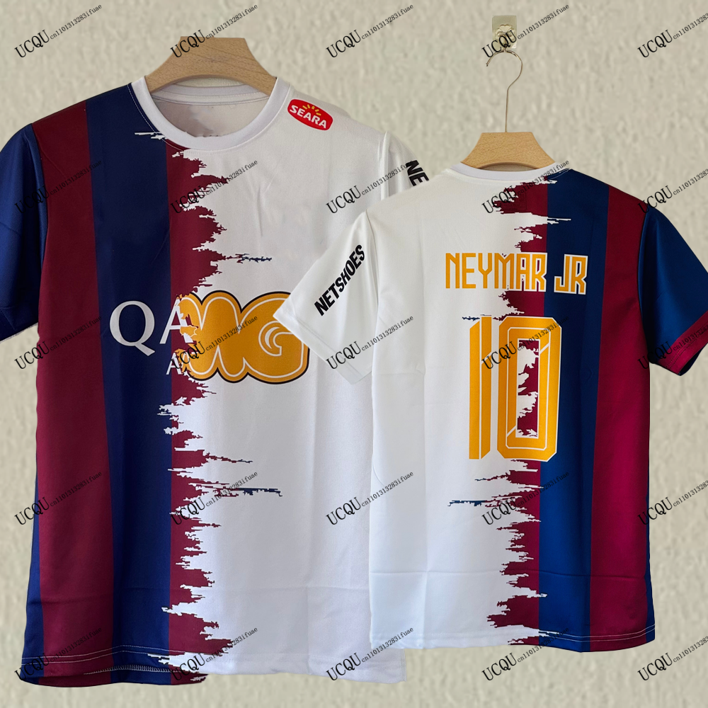 De Santos au Camp Nou, Mix du Légendaire Neymar # 10 Nouveaux Maillots 3D Imprimés 2025-26 – T-shirt de Collection Souvenir Vintage Adulte