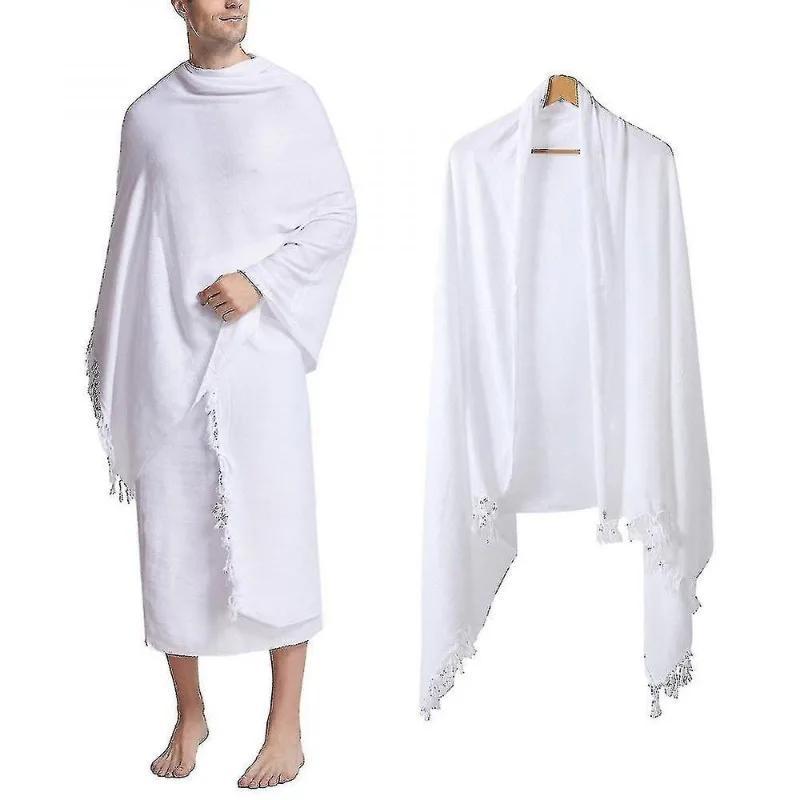 Serviette de Hajj musulmane Ihram, châle blanc pur, serviette de plage islamique pour pèlerins saoudiens