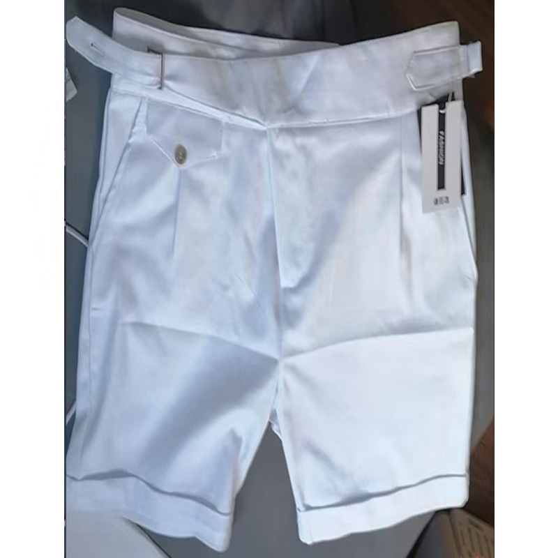 Mode été hommes Style britannique Naples costume Shorts intelligent décontracté Paris taille boucle bouton genou longueur pantalon Shorts Streetwear