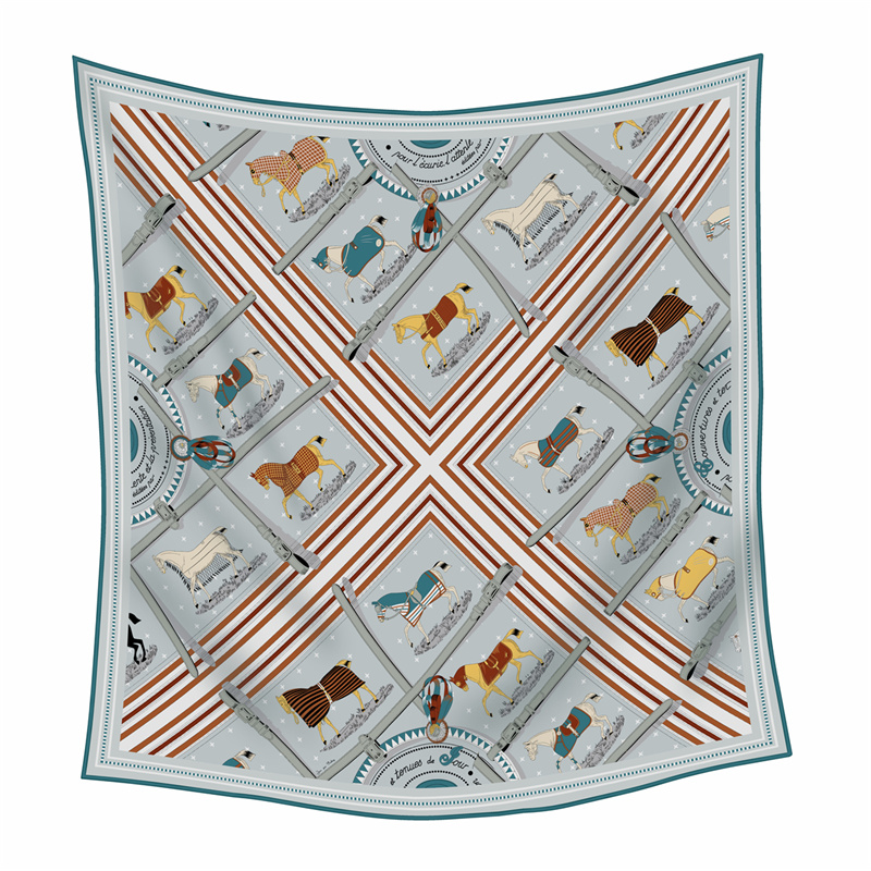 Écharpe en soie cachemire imprimée tendance 90CM, châles pashmina de luxe de créateur pour femmes, foulards carrés à bords roulés, étole couverture