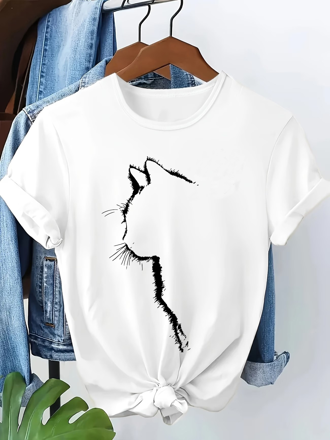 T-shirt à imprimé chat Kawaii, t-shirt graphique décontracté vintage pour femmes, manches courtes, vêtements d'été et de printemps