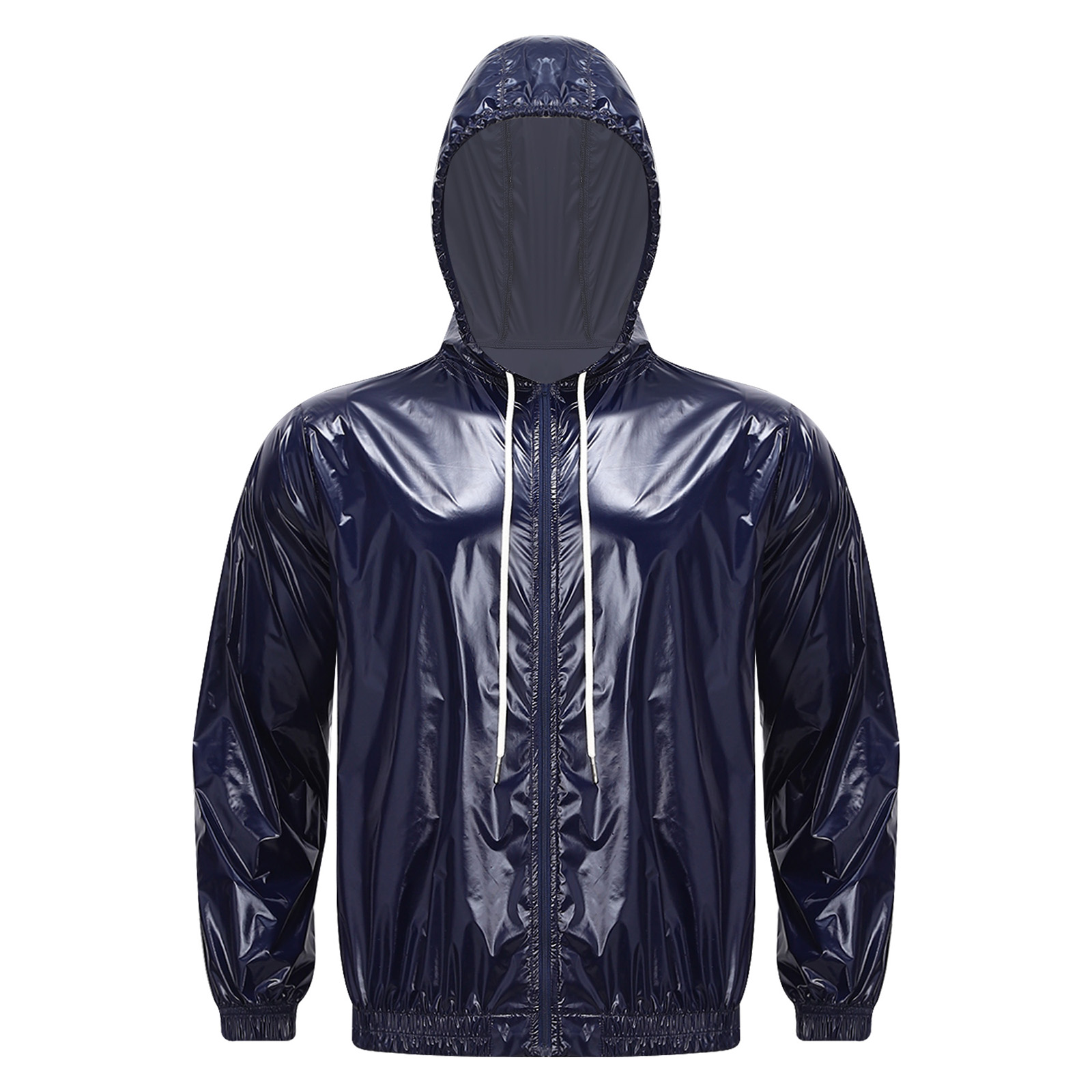 Veste imperméable à capuche pour homme, manches longues, fermeture éclair sur le devant, capuche à cordon de serrage, vêtement d'extérieur coupe-vent, imperméable, pour randonnée et pêche