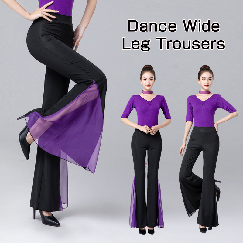 Pantalon évasé élégant pour femmes, jambes larges, pour salle de bal latine, danse du ventre, Costume de spectacle de pôle danse