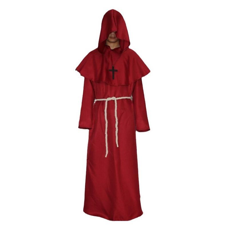 Cape de moine médiéval, costume de sorcier, de prêtre, de magicien, de chevalier, robe d'Halloween, ensemble d'accessoires de fête pour adultes et adolescents