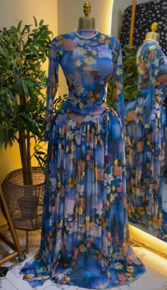 Robe longue élégante pour femme, mode automne, imprimée, en maille patchwork, manches longues, moulante, plissée, sexy, pour anniversaire, soirée ou fête.