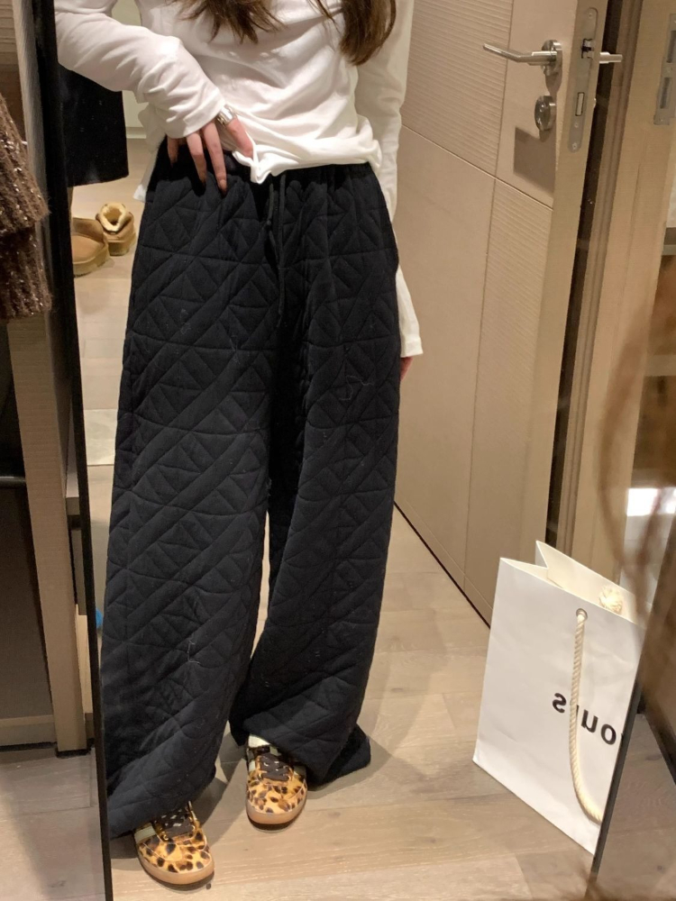Pantalon décontracté en coton pour femmes, Style coréen, kaki, surdimensionné, chaud, jambes larges, Vintage, noir, couleur unie, ample, hiver