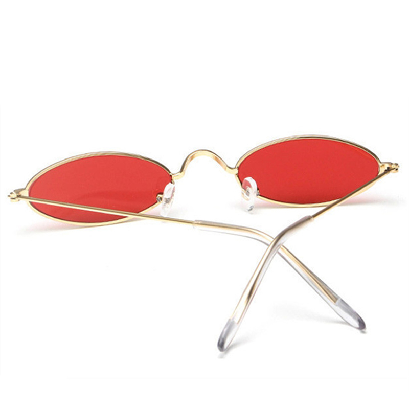 Vintage lunettes de soleil ovales hommes lunettes de soleil femmes rétro cadre en métal rouge minuscule rond maigre oeil verre femme petite fête lunettes UV400
