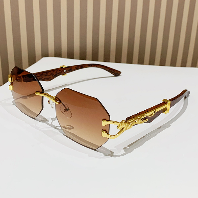 Lunettes de soleil carrées sans bords pour hommes et femmes, avec hexagone rétro, sans cadre, marque de luxe de styliste, nuances UV400, 2024