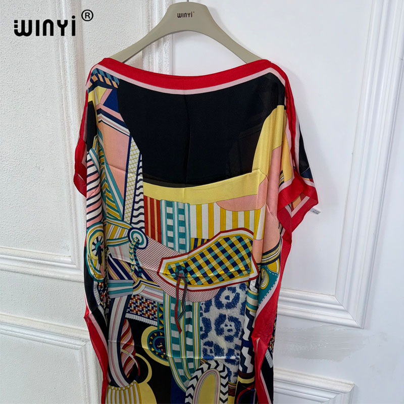 Robe longue WINYI, robe d'été sexy africaine surdimensionnée, imprimé bohème, vêtement de plage pour femmes, robe ample, robe musulmane, robe de plage.
