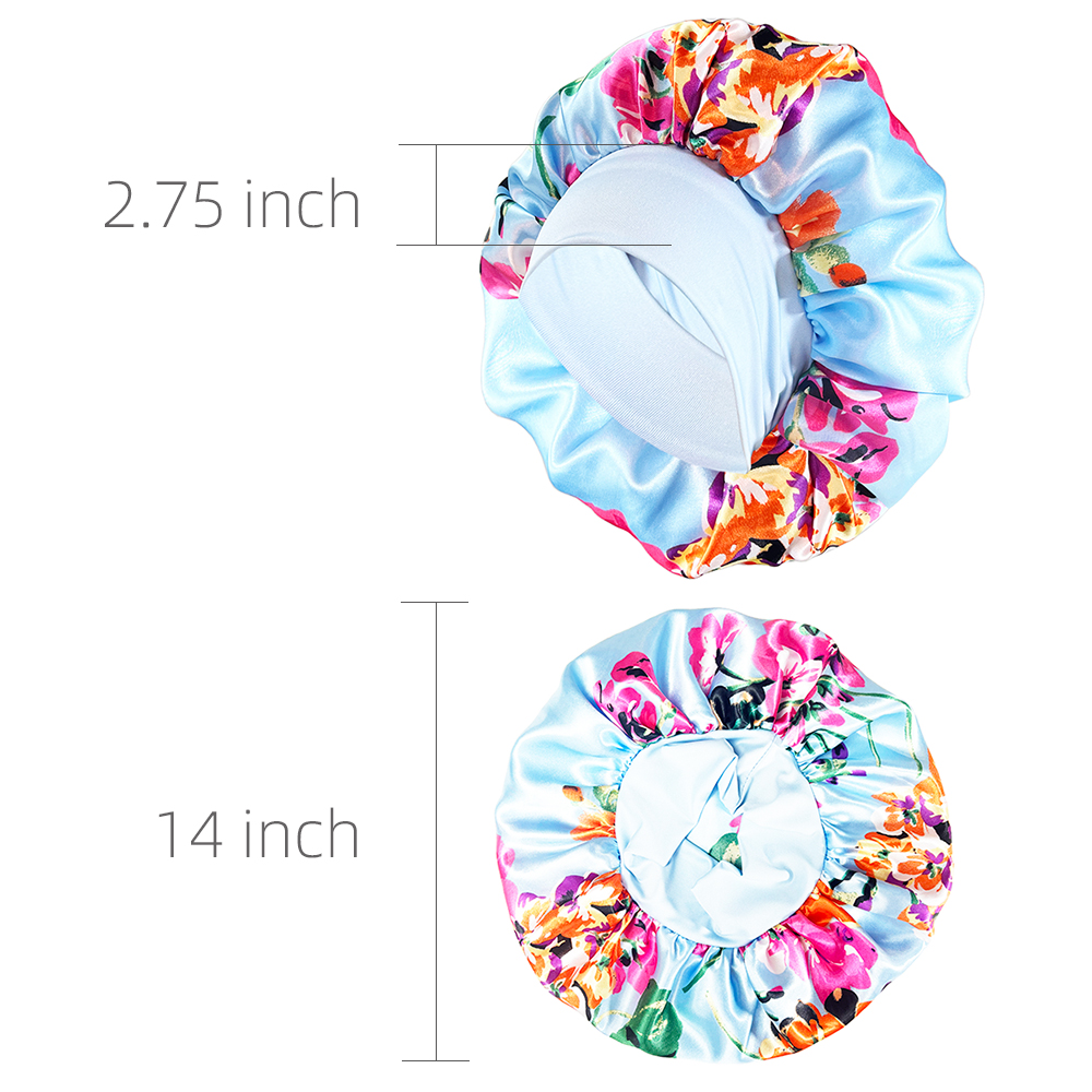 Bonnet en Satin pour femmes, grand Bonnet soyeux pour femmes, impression florale, Bonnet de nuit, Design Boneet's