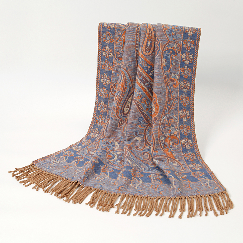 Écharpe Jacquard Paisley en cachemire épais pour femme, châle classique à pampilles, col chaud, enveloppe d'hiver, Pashmina Floral, à la mode, 2024