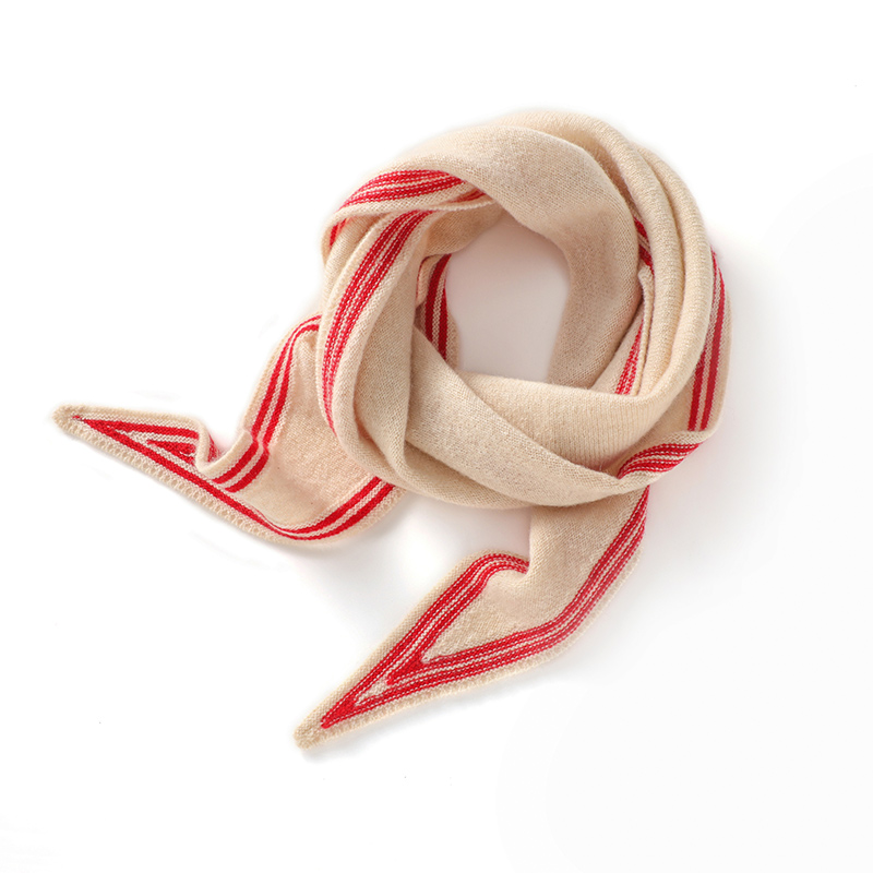 Écharpe Triangulaire 100% Cachemire pour Femme, Petit Châle, Cache-Cou, Rayé, Polyvalent, Capot, Pashmina, Accessoire en Tricot Doux, Printemps