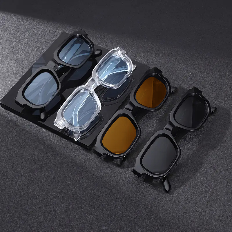 Ensemble de 4 lunettes de mode pour hommes, lunettes carrées rétro unisexes, accessoire de mode tendance et personnalisé