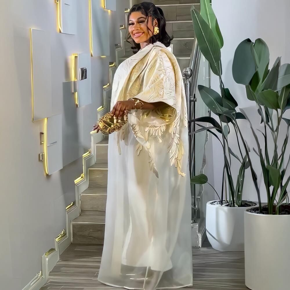 Robe africaine de luxe brodée avec foulard en strass, lingerie pour femmes, mode boubou, nouvelle arrivée