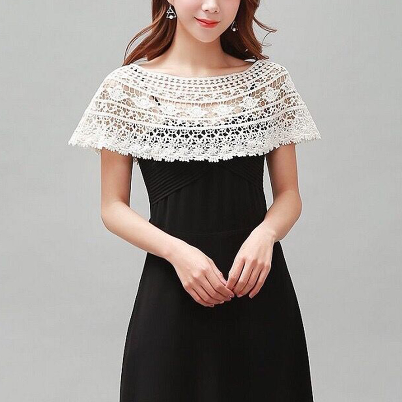 Châle en dentelle ajourée pour femme, idéal pour mariage, soirée, ou comme cape poncho, motif tournesol