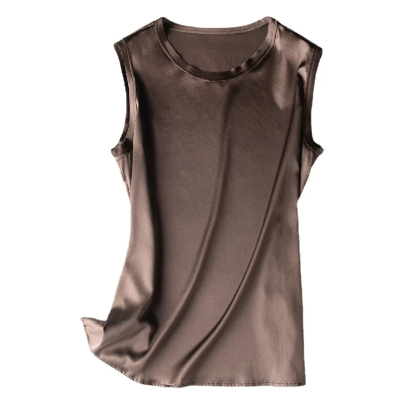 T-shirt rapinjWomen's fibres Top pour femme, chemise en satin pour femme, haut astronomique en satin, chemise solide pour documents, automne