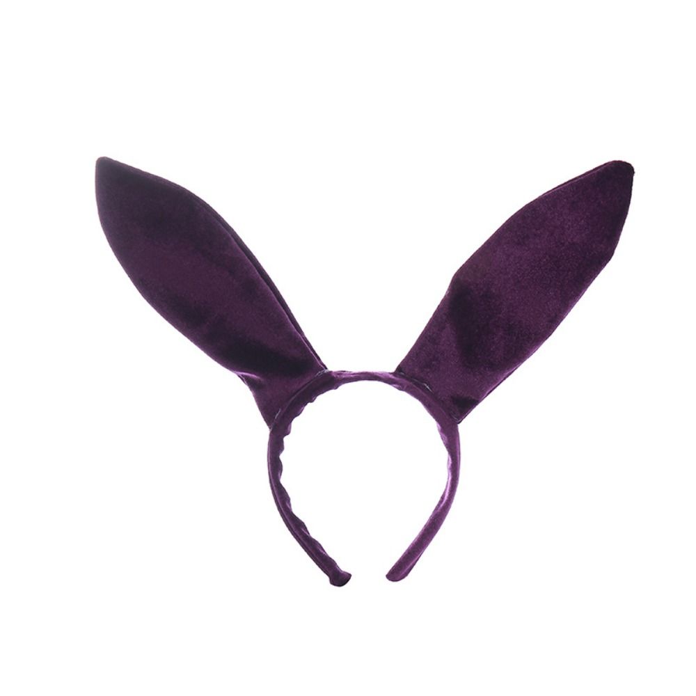 Serre-tête en velours avec grandes oreilles de lapin, accessoires photo, coiffe de fille lapin, accessoires pour cheveux noirs et violets