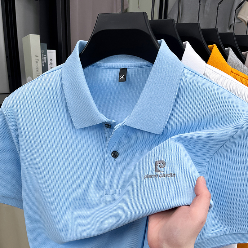 Polo de luxe pour homme en coton brodé avec lettres, à manches courtes et revers, idéal pour le quotidien et polyvalent