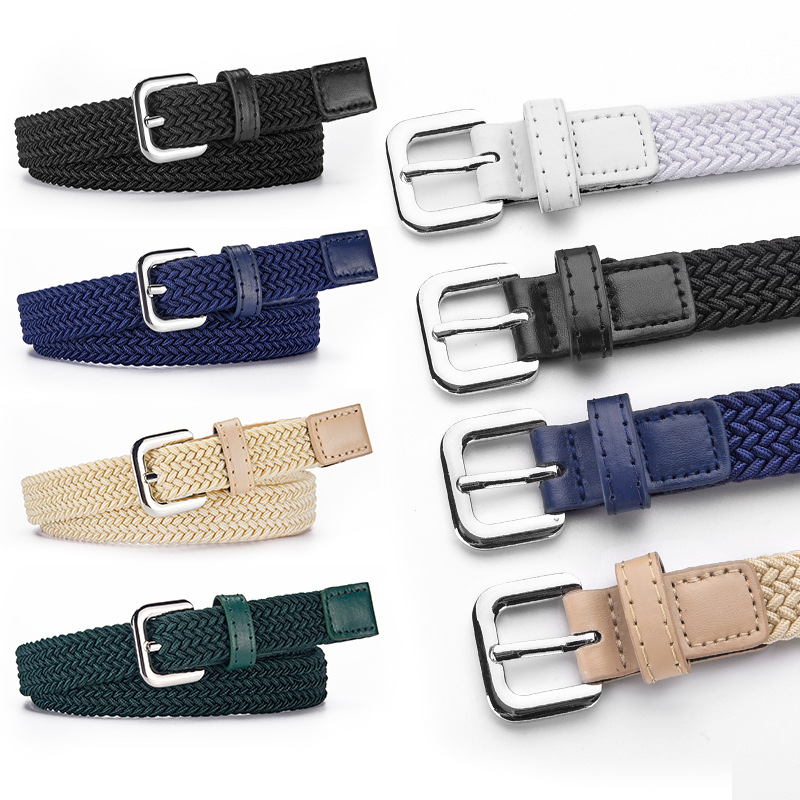 Ceinture de taille en toile décontractée pour enfants, garçons et filles, pantalons décoratifs, tissage élastique, boucle d'aiguille, ceinture en cuir