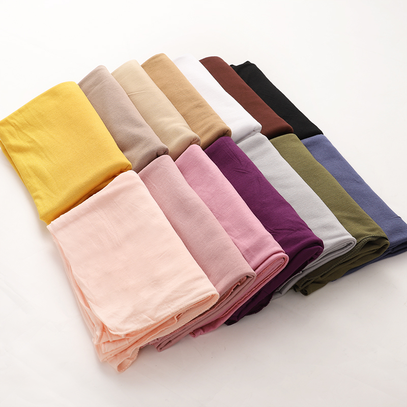 Foulard Hijab en Jersey de coton Modal, Long châle musulman, Turban uni et doux, couvre-chef pour femmes, bandeau africain 170x60cm