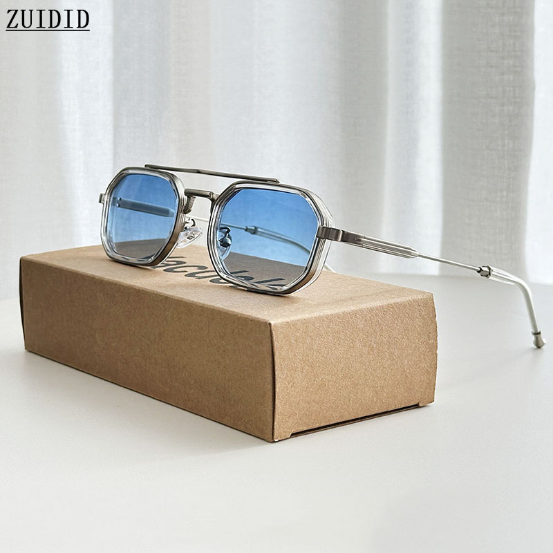 Lunettes De soleil bleues hommes Vintage Steampunk lunettes De soleil carrées femmes luxe 2025 lunettes De mode Vintage Gafas De Sol Hombre Zonnebril