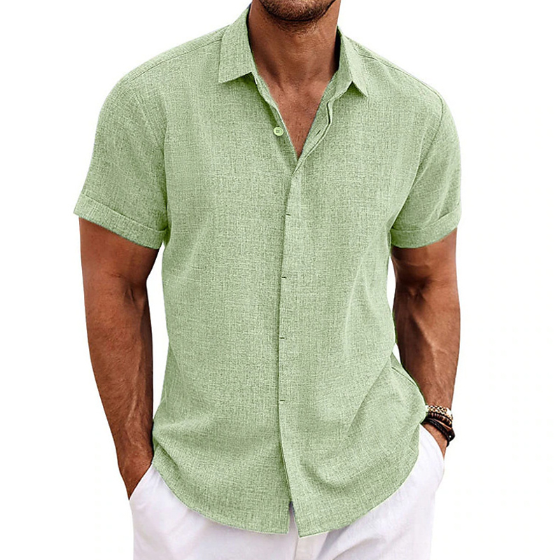 Chemise à Manches Courtes pour Homme, Chemisiers Sociaux, Solide, Formel, Élégant, Décontracté, Vêtements d'Été
