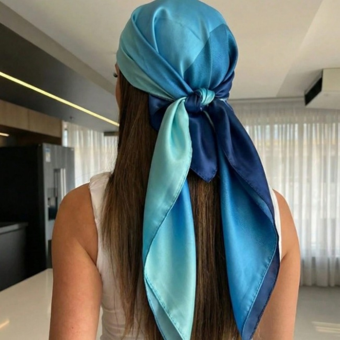 Foulard carré en satin de soie 90x90cm pour femme, châle, bandeau, couvre-chef, hijab, bandana