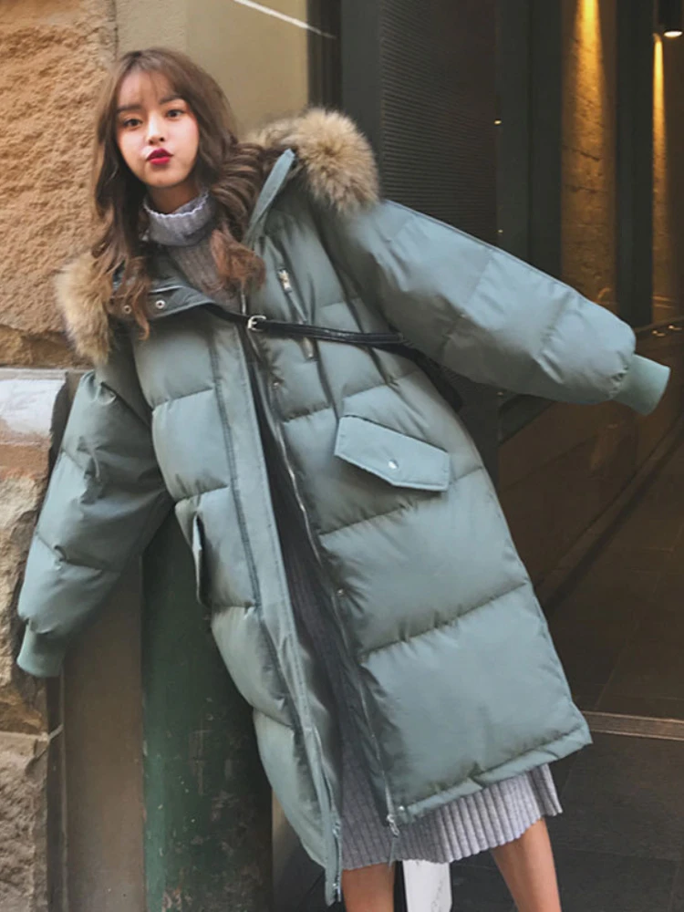 Doudoune longue en coton pour femme, vêtements vintage, manteau chaud, vêtements optiques monochromes, parkas surdimensionnées, automne et hiver