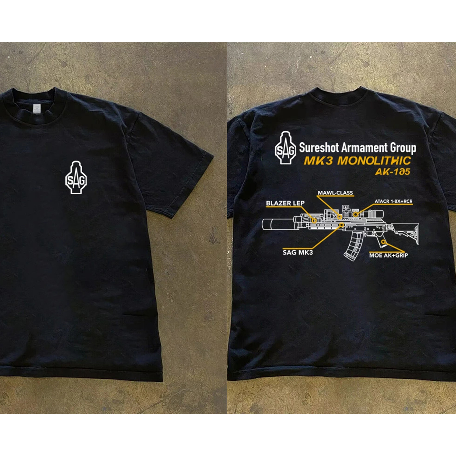 Graphique pour hommes en SAG MK3 T-Shirt 100% coton évacuant la transpiration respirant haute qualité T-Shirt décontracté pour les passionnés militaires